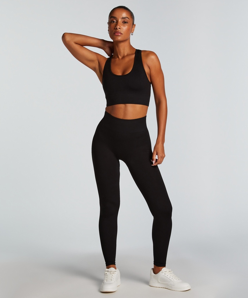 Legging de sport sans coutures taille haute HKMX - Noir