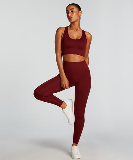 Legging de sport sans coutures taille haute HKMX - Rouge