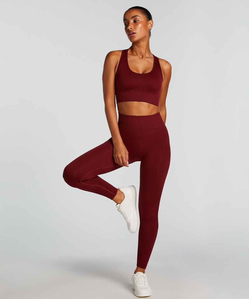 Legging de sport sans coutures taille haute HKMX - Rouge