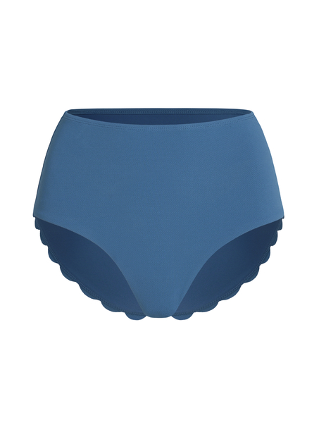 Bas de bikini Rio taille haute festonné - Bleu