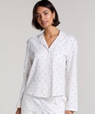 Haut de Pyjama Jacquard Manches Longues - Blanc