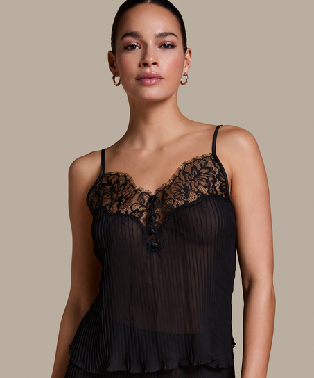 Cami en dentelle Plisse - Noir