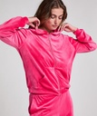 Manteau à capuche velours - Rose