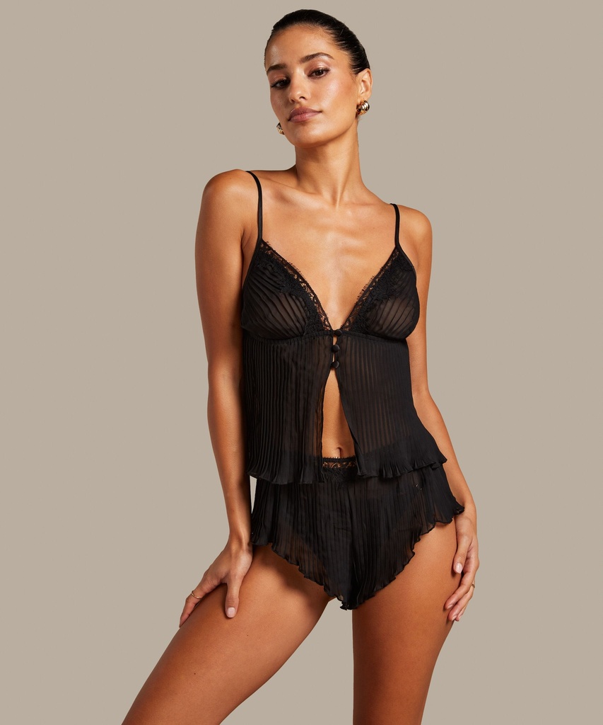 Ensemble Cami Mousseline Plissé - Noir