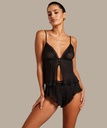 Ensemble Cami Mousseline Plissé - Noir