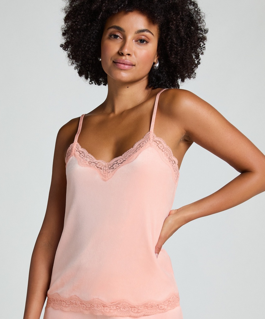 Camisole velours Dentelle - Rose