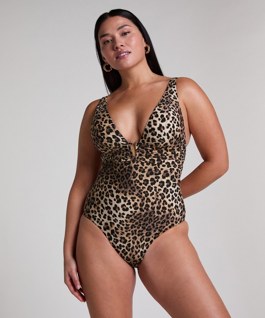 Maillot de bain sclulpant Luxe Animalia - Marron