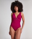 Maillot de bain à anneau froissé - Rouge