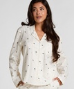 Haut de Pyjama Jacquard Manches Longues - Blanc