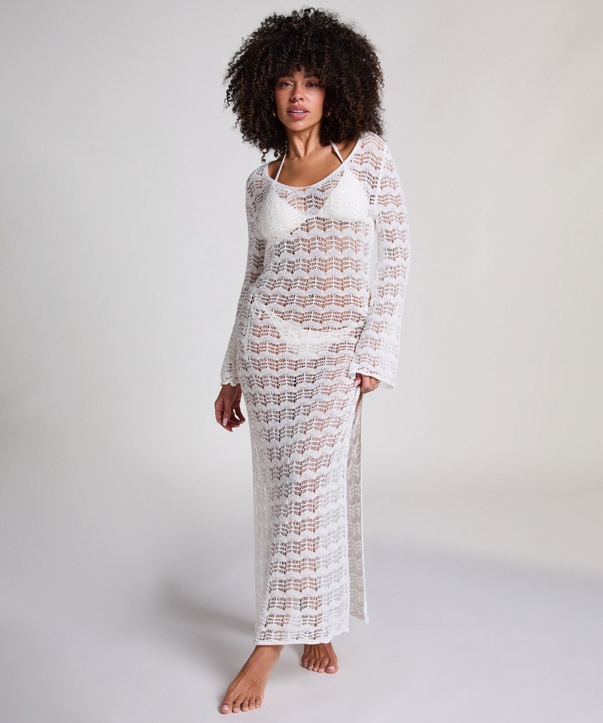 Robe maxi en crochet - Blanc