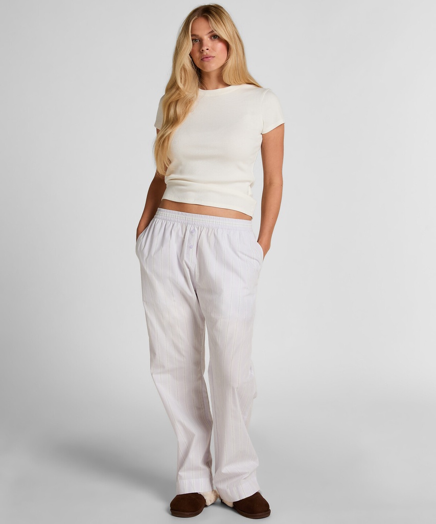 Pantalon en coton tissé à rayures - Violet