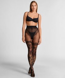 Collants 20 Deniers Dentelle - Noir, Noir, coloris