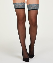 Stay Ups 15 Denier Lace - Green, Vert, coloris