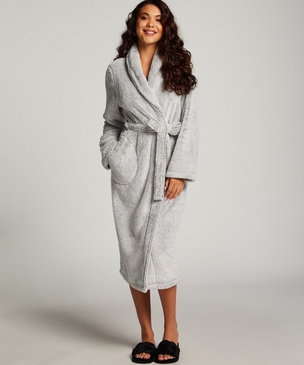 Long Fleece Bathrobe - Gray