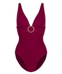 Maillot de bain à anneau froissé - Rouge, Rouge, coloris