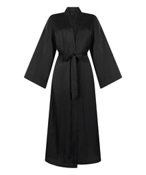 Kimono à rayures en satin - Noir, Noir, coloris