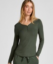 Haut de pyjama à manches longues Henley - Vert