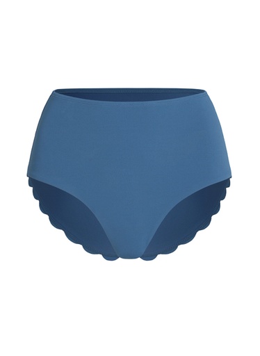 Bas de bikini Rio taille haute festonné - Bleu