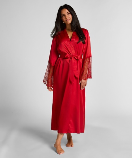 Kimono Long Satin Lace - Red
