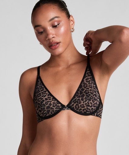 Soutien-gorge à armatures non-préformé léopard Tara - Noir