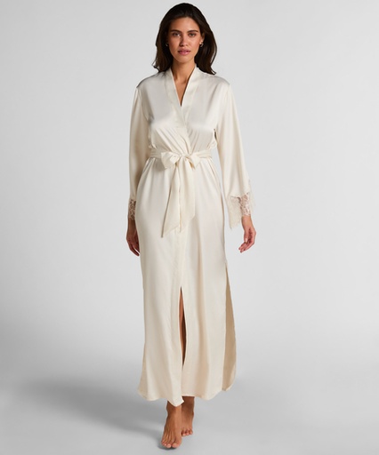 Kimono long en satin Valerie - Blanc