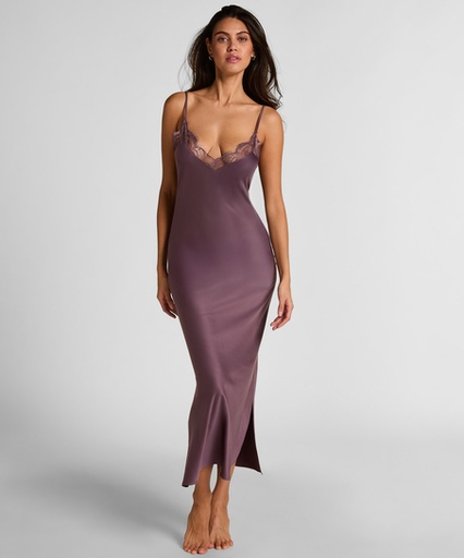 Nuisette longue en satin - Violet