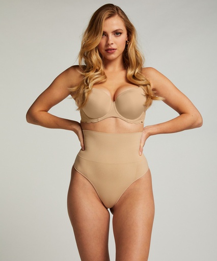 [110070002] String raffermissant taille haute sans coutures - Beige