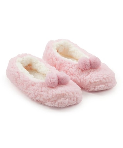 [117576002] Sheep Skin Cosy Ballerina Slippers - Pink