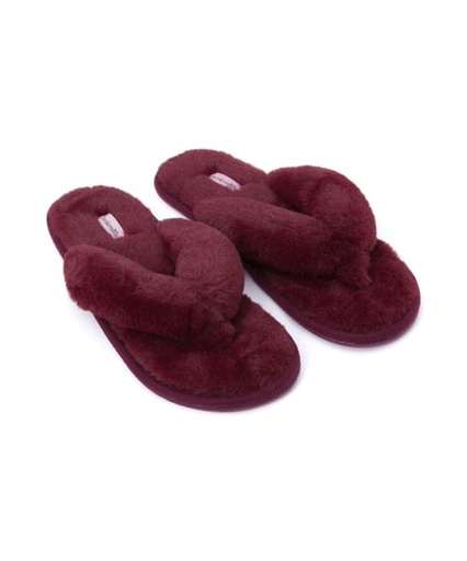 [161741002] Fake Fur Slippers - Red