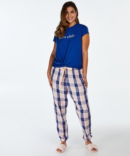 [166992005] Check Pyjama Pants - Pink