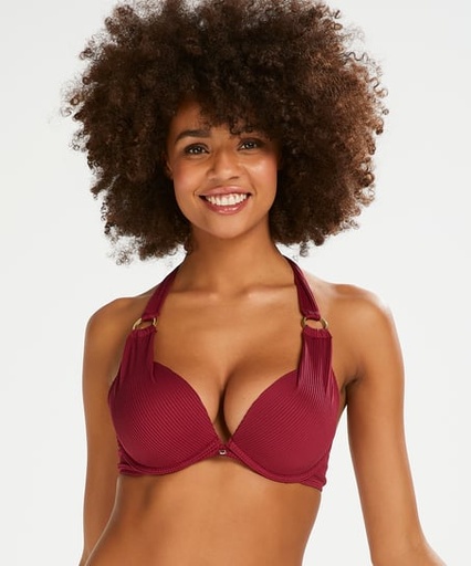 [168111029] Golden Rings padded underwired bikini top - Red