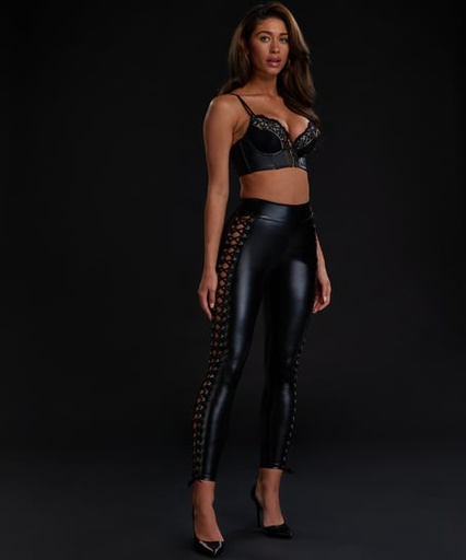 Lace-up leggings - Black