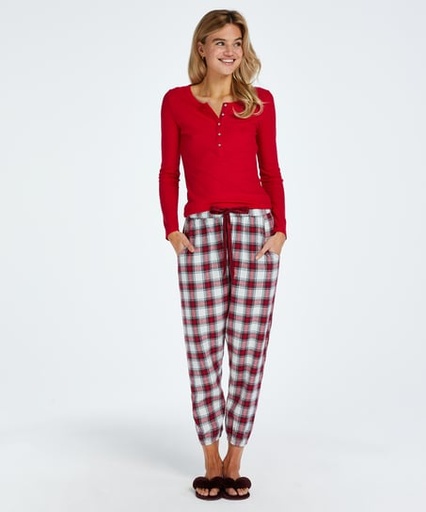 Twill Check Pyjama Pants - Red