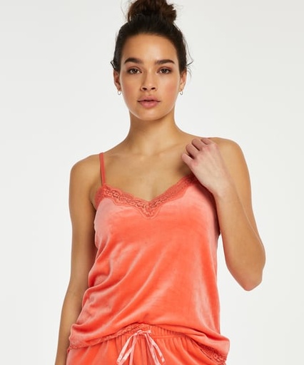 Velours Lace Cami Top - Pink