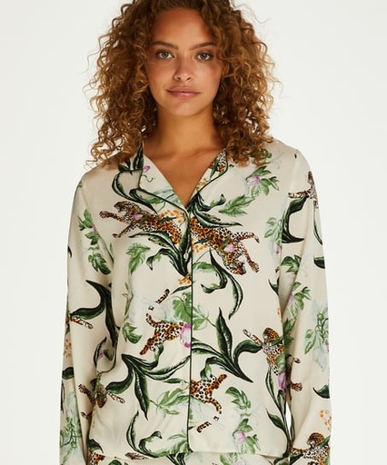 Twill Long-sleeved Pyjama Top - Pink