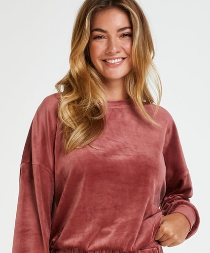 Long-sleeved Velours top - Pink