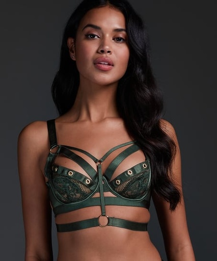 Sadie Non-Padded Longline Underwired Bra - Green