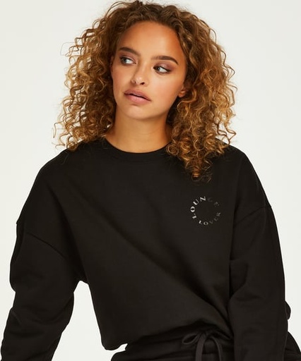 Brushed Long Sleeved Boyfriend Top - Black