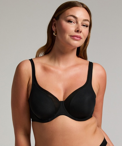 Soutien-gorge à armatures non-préformé en maille - Noir