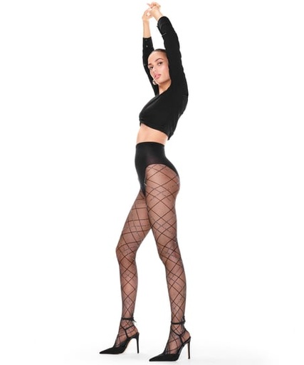 [200518001] Lurex 15 Denier Tights - Black
