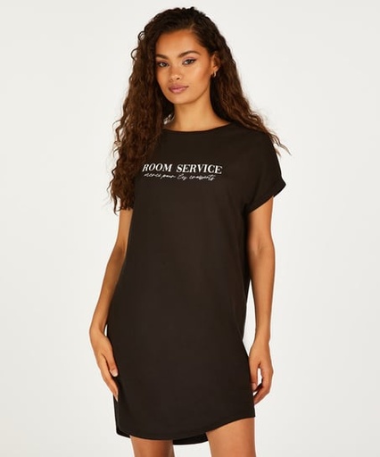 [201723001] Round Neck Nightshirt - Black