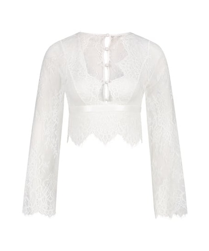 [202336005] All-over Lace Top - White