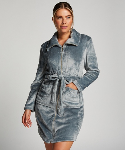 [204191001] Peignoir Zip Fleece - Bleu