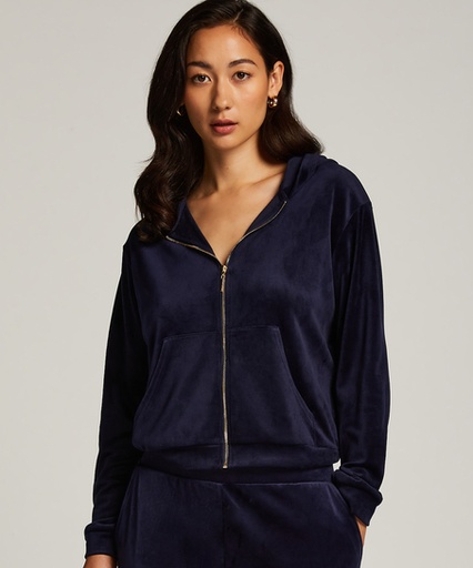 [204212002] Velour hoodie jacket - Blue