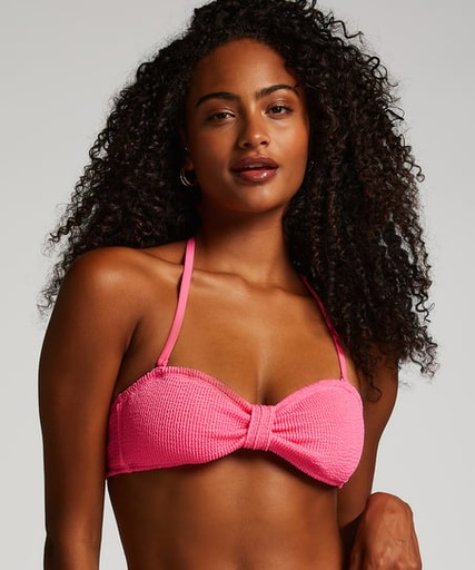 Haut de bikini bandeau Crinkle - Rose