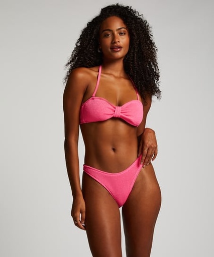 Slip de Bikini Échancrés Crinkle - Rose