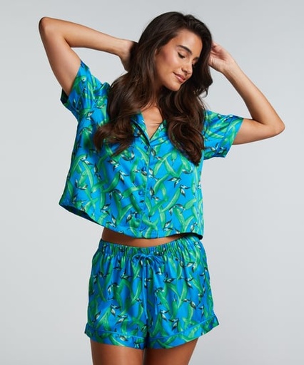 Short de pyjama Satin - Bleu