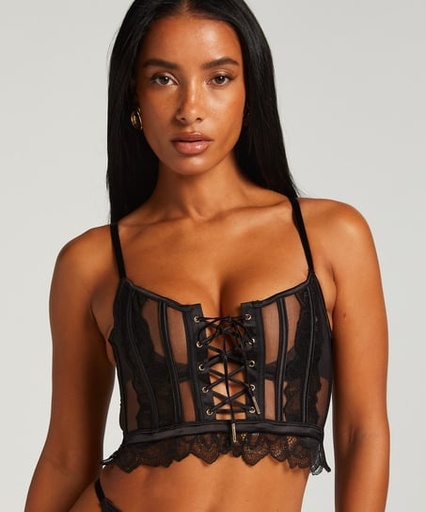 Soutien-gorge à armatures préformé longline Cierra - Noir